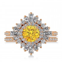 Yellow Sapphire & Diamond Ballerina Engagement Ring 18k Rose Gold (2.74 ctw)