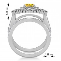 Yellow Sapphire & Diamond Ballerina Engagement Ring 18k White Gold (2.74 ctw)