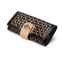 WOLF Chloe Jewelry Roll Case in Black Pattern Leather
