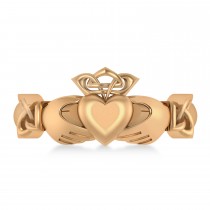 Solid Claddagh and Celtic Ring 14k Rose Gold