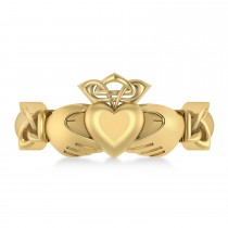 Solid Claddagh and Celtic Ring 14k Yellow Gold