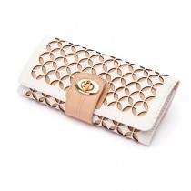WOLF Chloe Jewelry Roll Case in Cream Pattern Leather