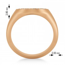 Customizable Diamond Halo Signet Ring Engravable 14k Rose Gold (0.24 ctw)