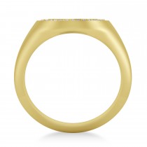 Customizable Diamond Halo Signet Ring Engravable 14k Yellow Gold (0.24 ctw)