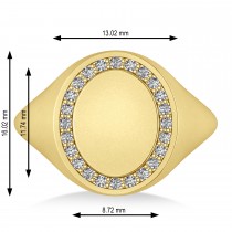 Customizable Diamond Halo Signet Ring Engravable 14k Yellow Gold (0.24 ctw)