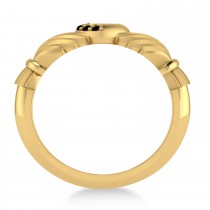Black Diamond Claddagh Ladies Ring 14k Yellow Gold (0.05ct)