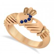 Blue Sapphire Claddagh Ladies Ring 14k Rose Gold (0.05ct)