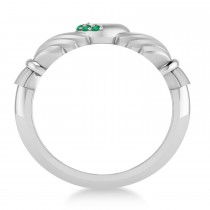 Emerald Claddagh Ladies Ring 14k White Gold (0.05ct)