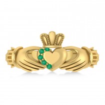 Emerald Claddagh Ladies Ring 14k Yellow Gold (0.05ct)
