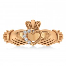 Diamond Claddagh Ladies Ring with Hollow Heart 14k Rose Gold (0.05ct)