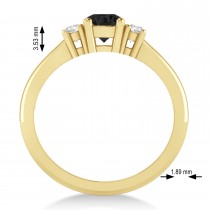 Round Black & White Diamond Three-Stone Engagement Ring 14k Yellow Gold (0.60ct)