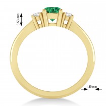 Round Emerald & Diamond Three-Stone Engagement Ring 14k Yellow Gold (0.60ct)