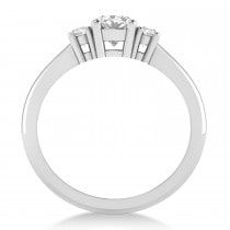 Round Moissanite & Diamond Three-Stone Engagement Ring 14k White Gold (0.60ct)