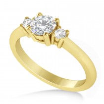 Round Moissanite & Diamond Three-Stone Engagement Ring 14k Yellow Gold (0.60ct)