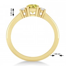 Round Yellow & White Diamond Three-Stone Engagement Ring 14k Yellow Gold (0.60ct)