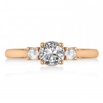 Round Diamond Three-Stone Engagement Ring 14k Rose Gold (0.89ct)