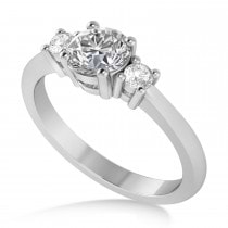 Round Diamond Three-Stone Engagement Ring 14k White Gold (0.89ct)