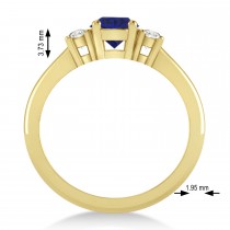 Round Blue Sapphire & Diamond Three-Stone Engagement Ring 14k Yellow Gold (0.89ct)