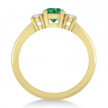 Round Emerald & Diamond Three-Stone Engagement Ring 14k Yellow Gold (0.89ct)