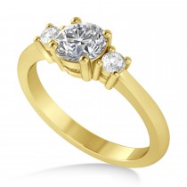 Round Lab Grown Diamond Three-Stone Engagement Ring 14k Yellow Gold (0.89ct)