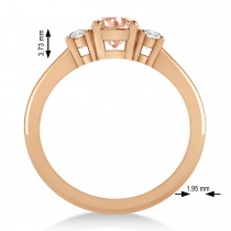 Round Morganite & Diamond Three-Stone Engagement Ring 14k Rose Gold (0.89ct)