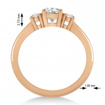 Round Moissanite & Diamond Three-Stone Engagement Ring 14k Rose Gold (0.89ct)