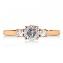 Round Salt & Pepper & White Diamond Three-Stone Engagement Ring 14k Rose Gold (0.89ct)