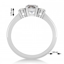 Round Salt & Pepper & White Diamond Three-Stone Engagement Ring 14k White Gold (0.89ct)