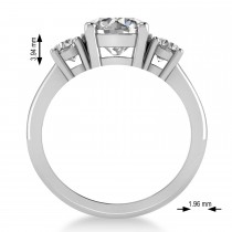 Round 3-Stone Diamond Engagement Ring 14k White Gold (2.50ct)
