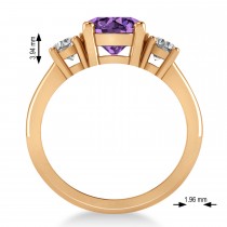 Round 3-Stone Amethyst & Diamond Engagement Ring 14k Rose Gold (2.50ct)