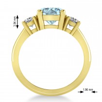 Round 3-Stone Aquamarine & Diamond Engagement Ring 14k Yellow Gold (2.50ct)