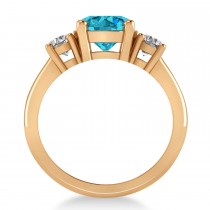Round 3-Stone Blue & White Diamond Engagement Ring 14k Rose Gold (2.50ct)
