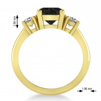 Round 3-Stone Black & White Diamond Engagement Ring 14k Yellow Gold (2.50ct)