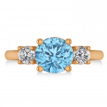 Round 3-Stone Blue Topaz & Diamond Engagement Ring 14k Rose Gold (2.50ct)