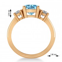 Round 3-Stone Blue Topaz & Diamond Engagement Ring 14k Rose Gold (2.50ct)