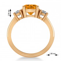 Round 3-Stone Citrine & Diamond Engagement Ring 14k Rose Gold (2.50ct)