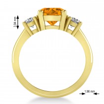 Round 3-Stone Citrine & Diamond Engagement Ring 14k Yellow Gold (2.50ct)