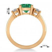Round 3-Stone Emerald & Diamond Engagement Ring 14k Rose Gold (2.50ct)