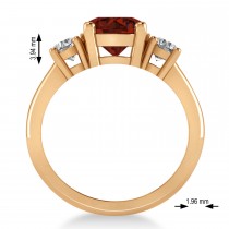 Round 3-Stone Garnet & Diamond Engagement Ring 14k Rose Gold (2.50ct)