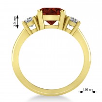 Round 3-Stone Garnet & Diamond Engagement Ring 14k Yellow Gold (2.50ct)