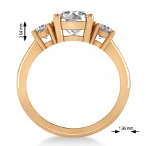 Round 3-Stone Moissanite & Diamond Engagement Ring 14k Rose Gold (2.50ct)