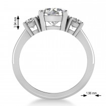 Round 3-Stone Moissanite & Diamond Engagement Ring 14k White Gold (2.50ct)