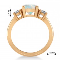 Round 3-Stone Opal & Diamond Engagement Ring 14k Rose Gold (2.50ct)