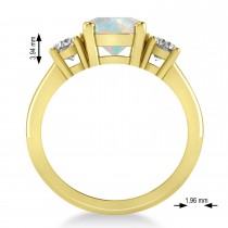 Round 3-Stone Opal & Diamond Engagement Ring 14k Yellow Gold (2.50ct)