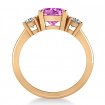 Round 3-Stone Pink Sapphire & Diamond Engagement Ring 14k Rose Gold (2.50ct)