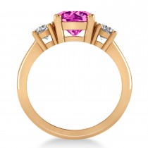 Round 3-Stone Pink Topaz & Diamond Engagement Ring 14k Rose Gold (2.50ct)
