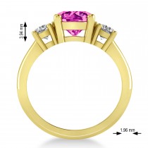 Round 3-Stone Pink Topaz & Diamond Engagement Ring 14k Yellow Gold (2.50ct)