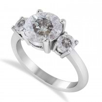Round 3-Stone Salt & Pepper Diamond Engagement Ring 14k White Gold (2.50ct)