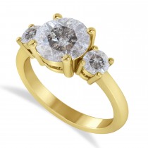 Round 3-Stone Salt & Pepper Diamond Engagement Ring 14k Yellow Gold (2.50ct)