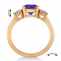 Round 3-Stone Tanzanite & Diamond Engagement Ring 14k Rose Gold (2.50ct)